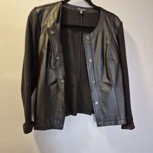 Linea Domani Black Women's Leather Stretch Jacket SZ M